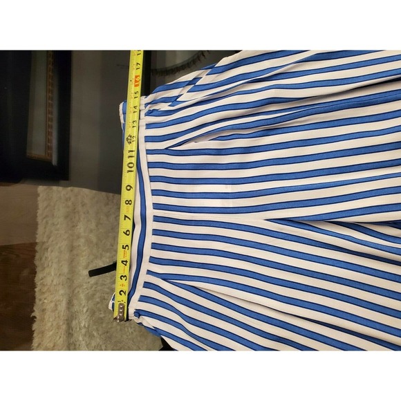 H&M Women's Blue/White Stiped 100% Rayon Mid Rise Wide Legs Dress Pant Size 10 - Picture 11 of 12